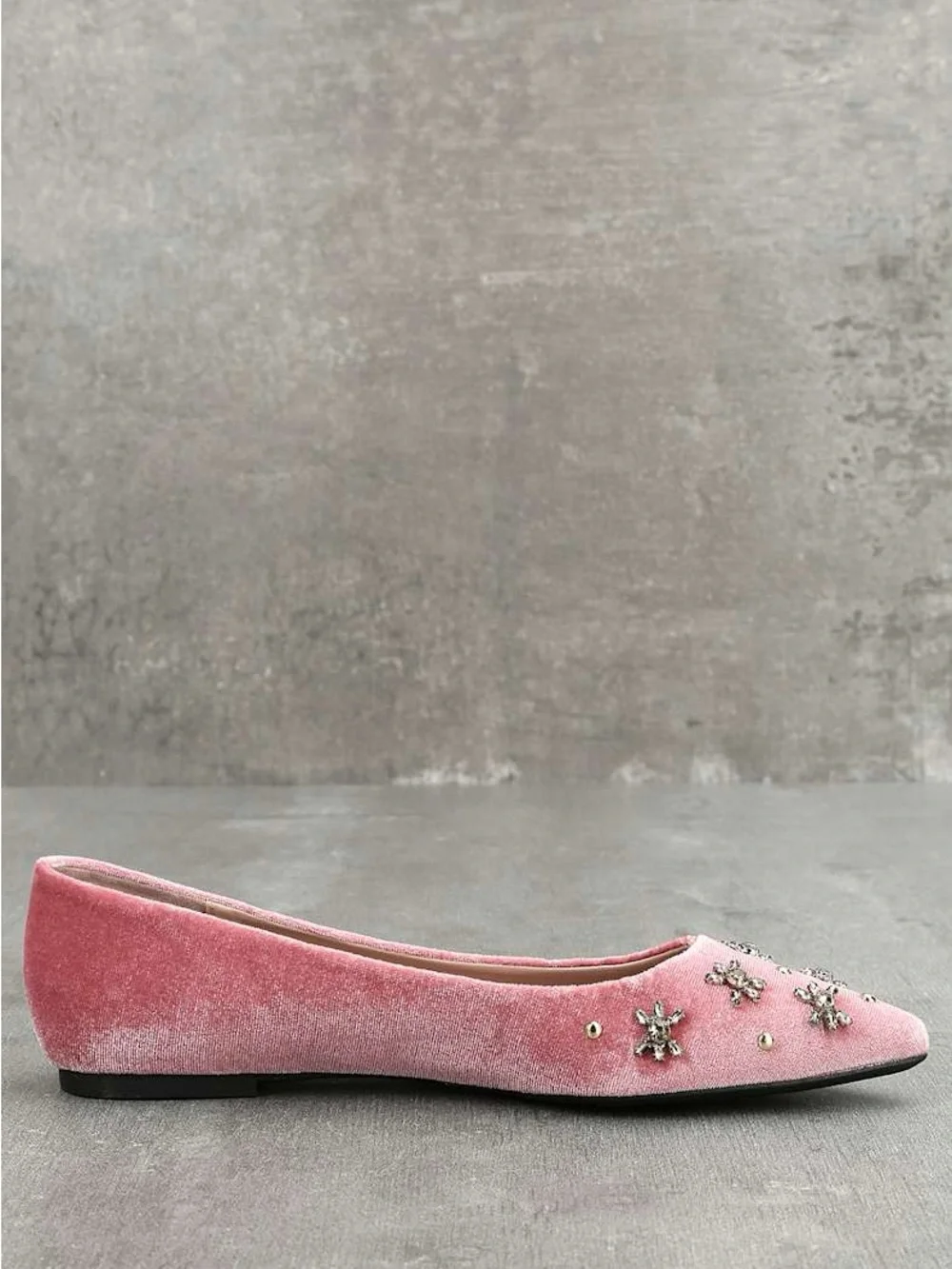Circus by Sam Edelman Pink Velvet Jeweled Pointed-Toe Flats - Picture 4 of 13